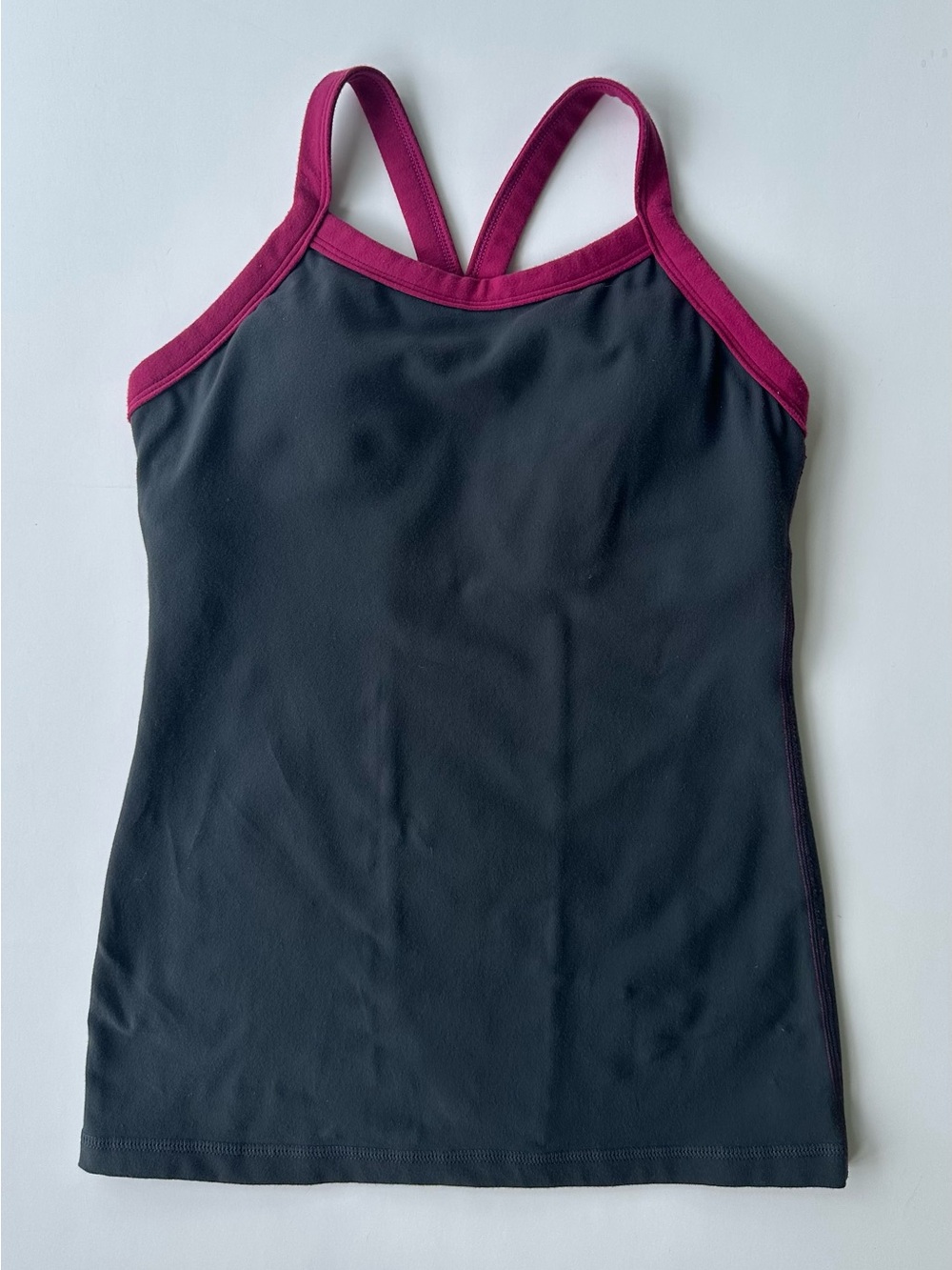 EUC Lululemon Ujjay Y Tank Top  ll Gray Fuchsia Shelf Bra Size 4 $52